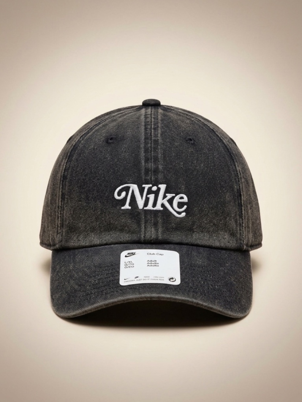 Nike 1972 Club Cap Black Washed Cotton L/XL Unisex Baseball Hat